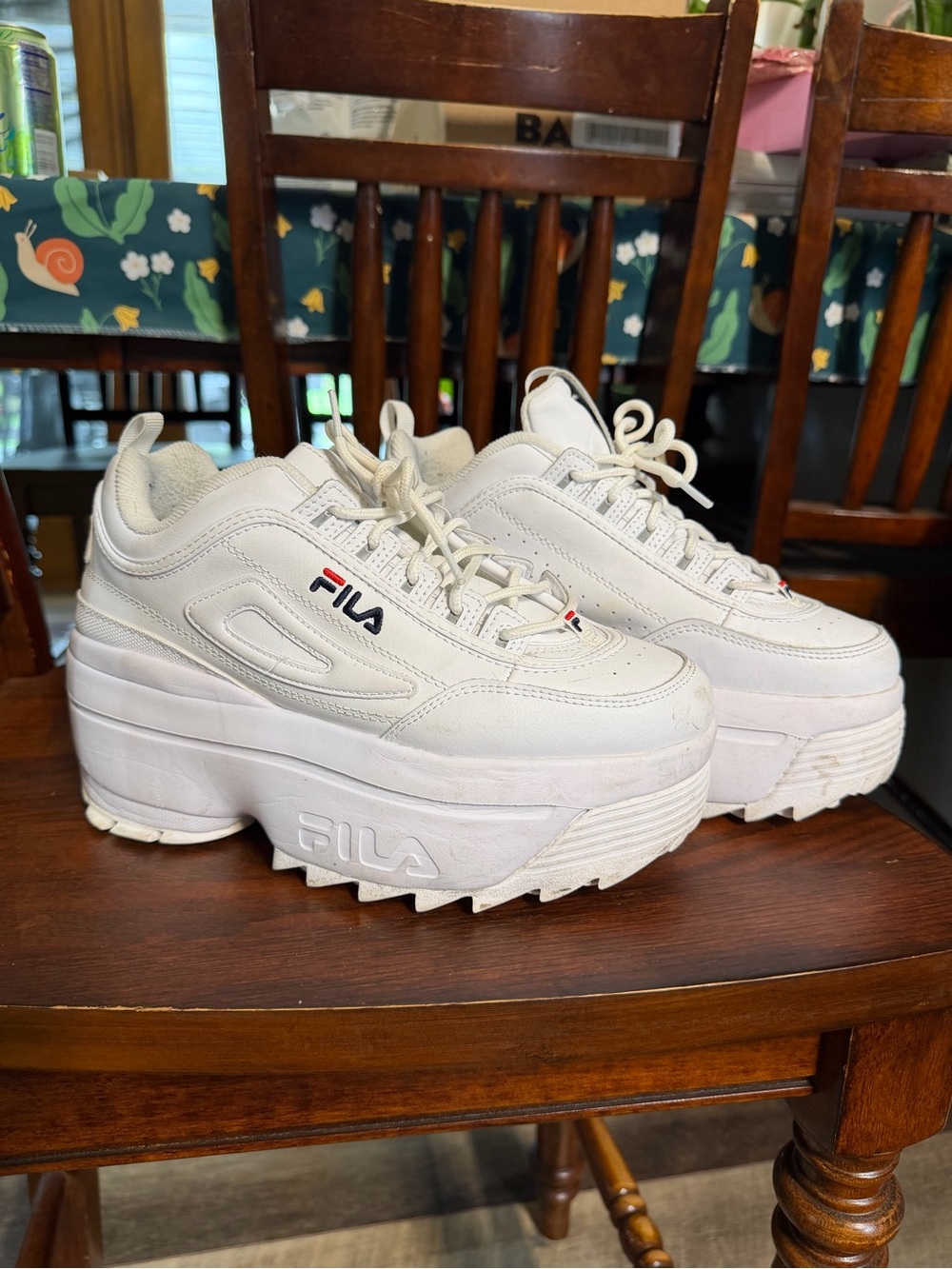 FILA White Platform Disruptor II Women's Sneakers